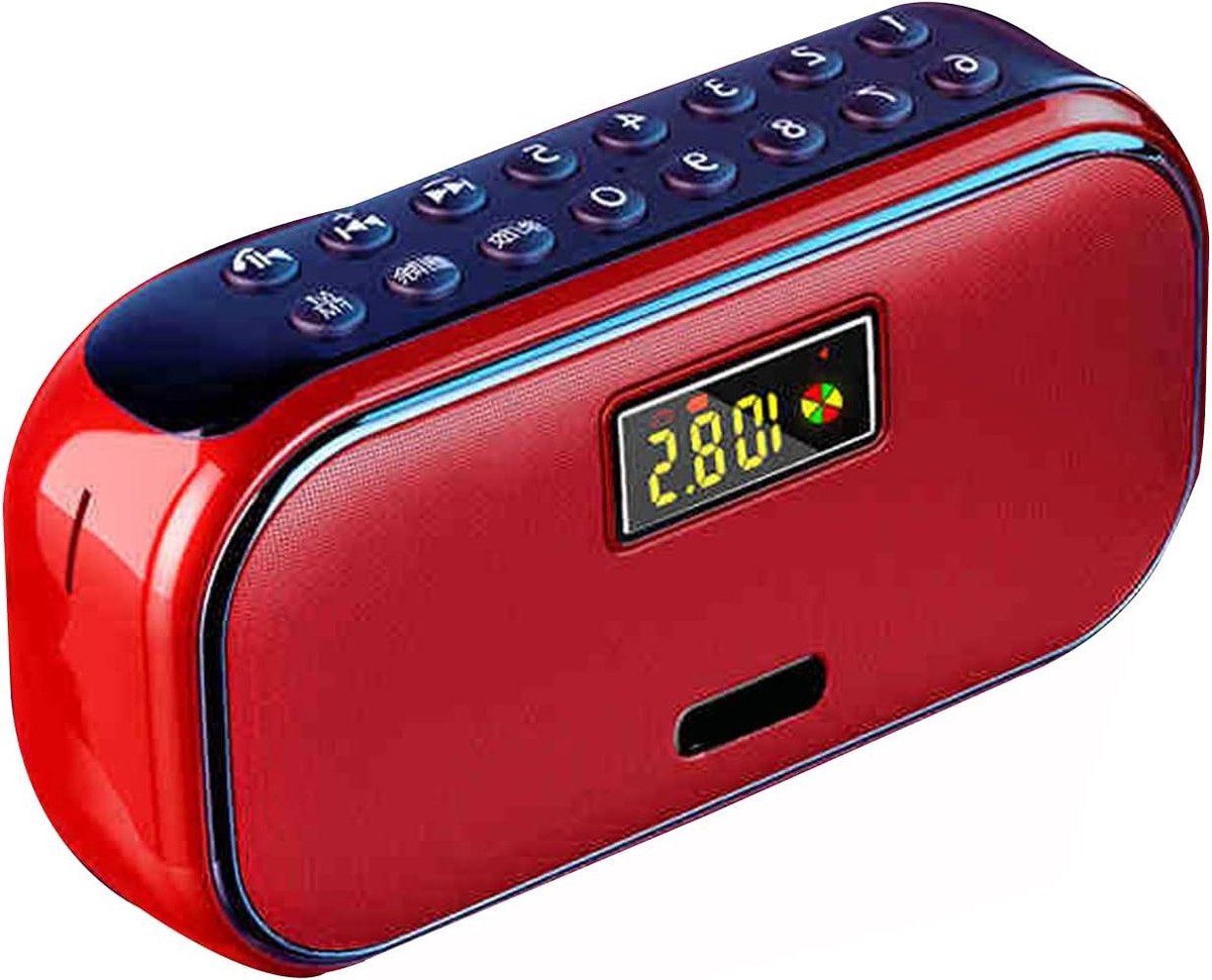 Draagbare Radio - Bluetooth Speaker - Muziek Luisteren - Met Opnamefunctie - Compact Formaat - Rood