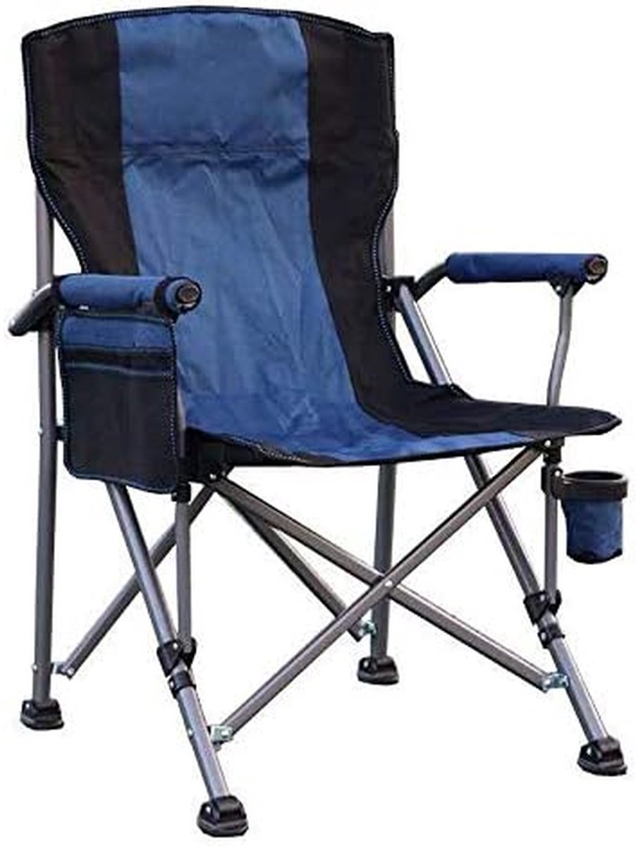 Kampeerstoel - Klapstoel - Outdoor Ontspanning - Met Opbergvak - Gestreept - Blauw