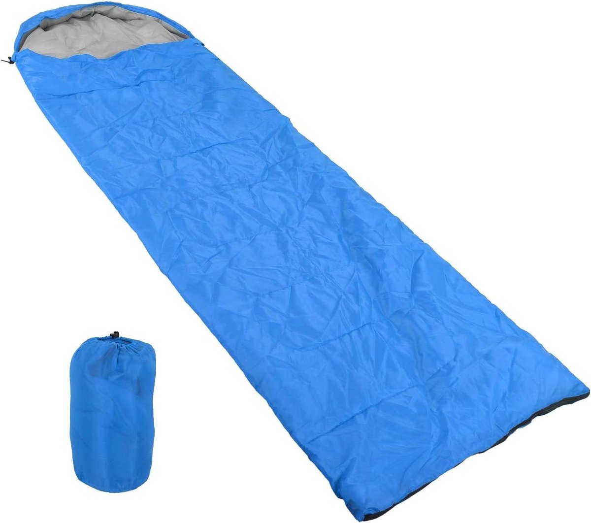 Envelop Slaapzak - Slaapzak met capuchon - Buiten slapen - Dubbelzijdige rits - 180 x 75 cm - Blauw