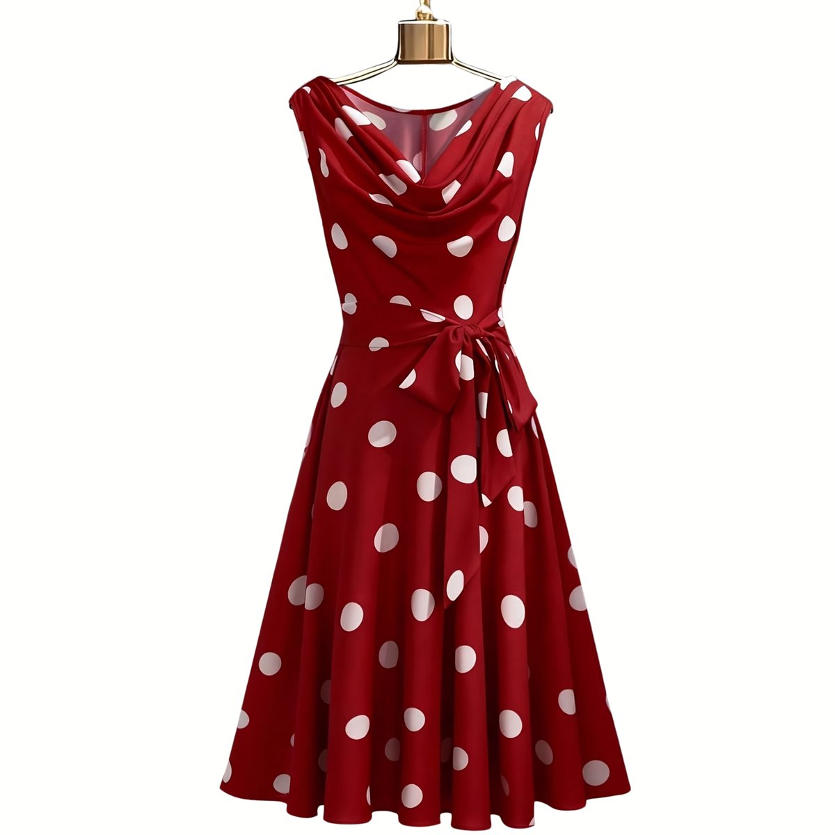 Currero Jurk Met Polkadots Stippen Zomerjurk Dames Zomerjurken Midi Jurk Volwassenen Ibiza Stijl Sundress Dress XL Rood