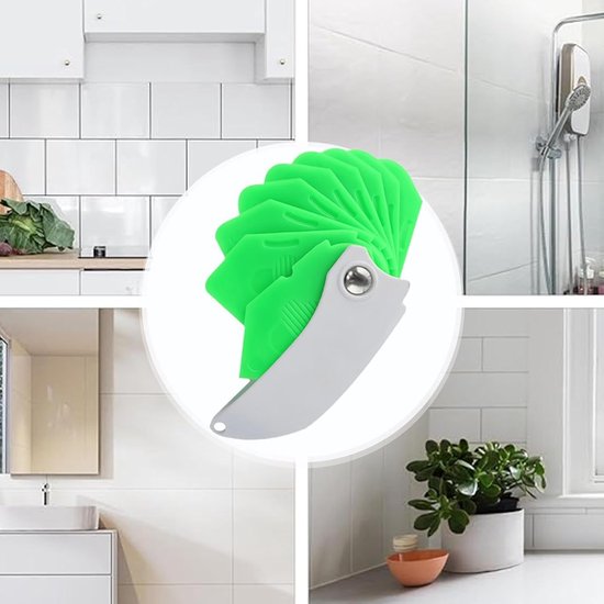 Kit Gereedschap - Kitspatel Kitverwijderaar - Kitranden Afwerken - 9-in-1 Opvouwbaar - 15 cm - Groen — afbeelding 4