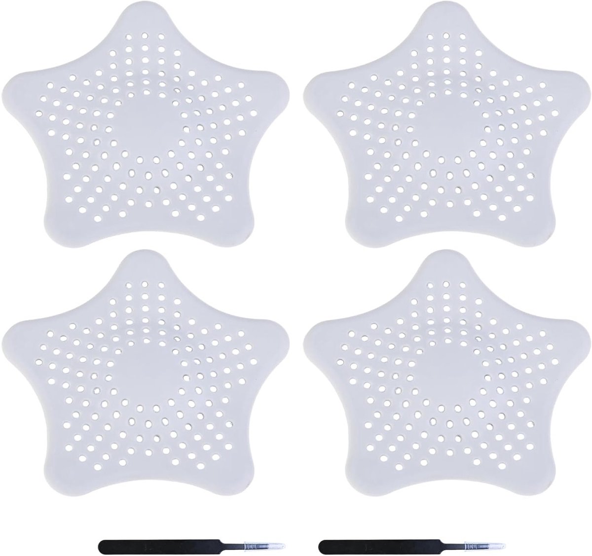 4-delige douchefilter set met 2 klemmen - universele gootsteenfilter voor keuken en badkamer, effectief vuil en haar opvangen