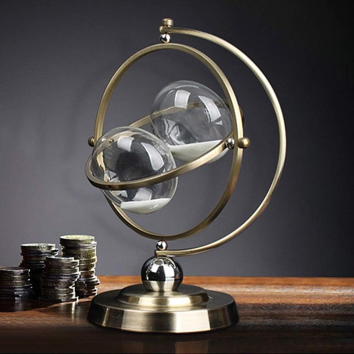 Zandloper Decoratie - Tijdmeter Decor - Huis Decoreren - Mediterrane Stijl - 16.5 x 27 cm - Goud