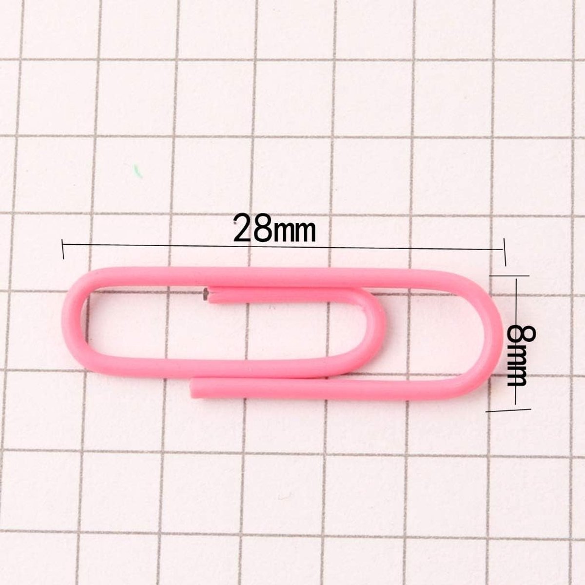 Set van 100 Roze Metalen Paperclips 28mm met Plastic Coating - Duurzaam, Roestvrij en Perfect voor Kantoor, School en Organisatie van Documenten