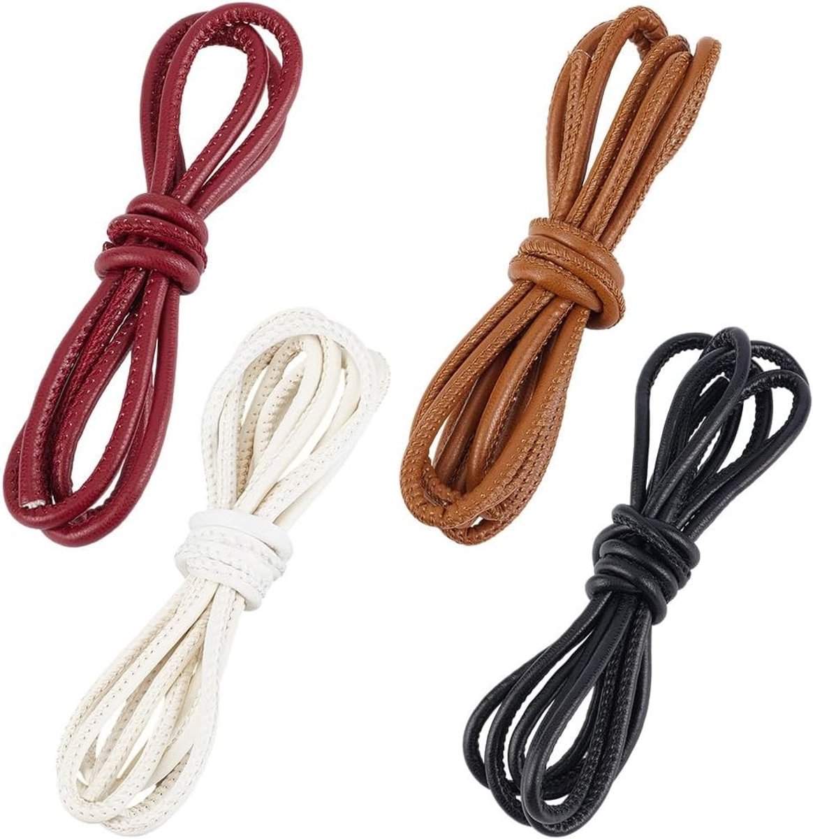 Ronde PU Lederen Vlechten Koord in 4 Kleuren - 4mm Dunne Touw voor DIY Sieraden en Ambachten met Organza Zakjes