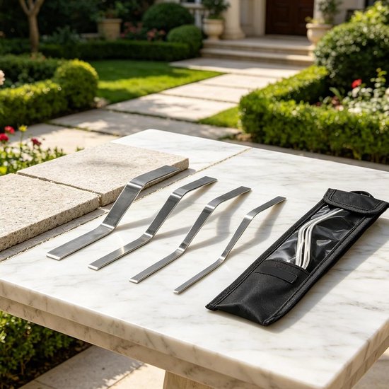 Voegijzer Gereedschap - Metselwerk Set - Voegen Repareren - Dubbelzijdig Ontwerp - 4-Delig - Zilver — afbeelding 2