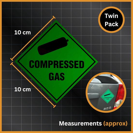 Waarschuwingssticker Gas - Veiligheidsbord Cilinder - Veiligheid Aangeven - Weerbestendig Vinyl - 10 x 10 cm - Groen Zwart — afbeelding 4