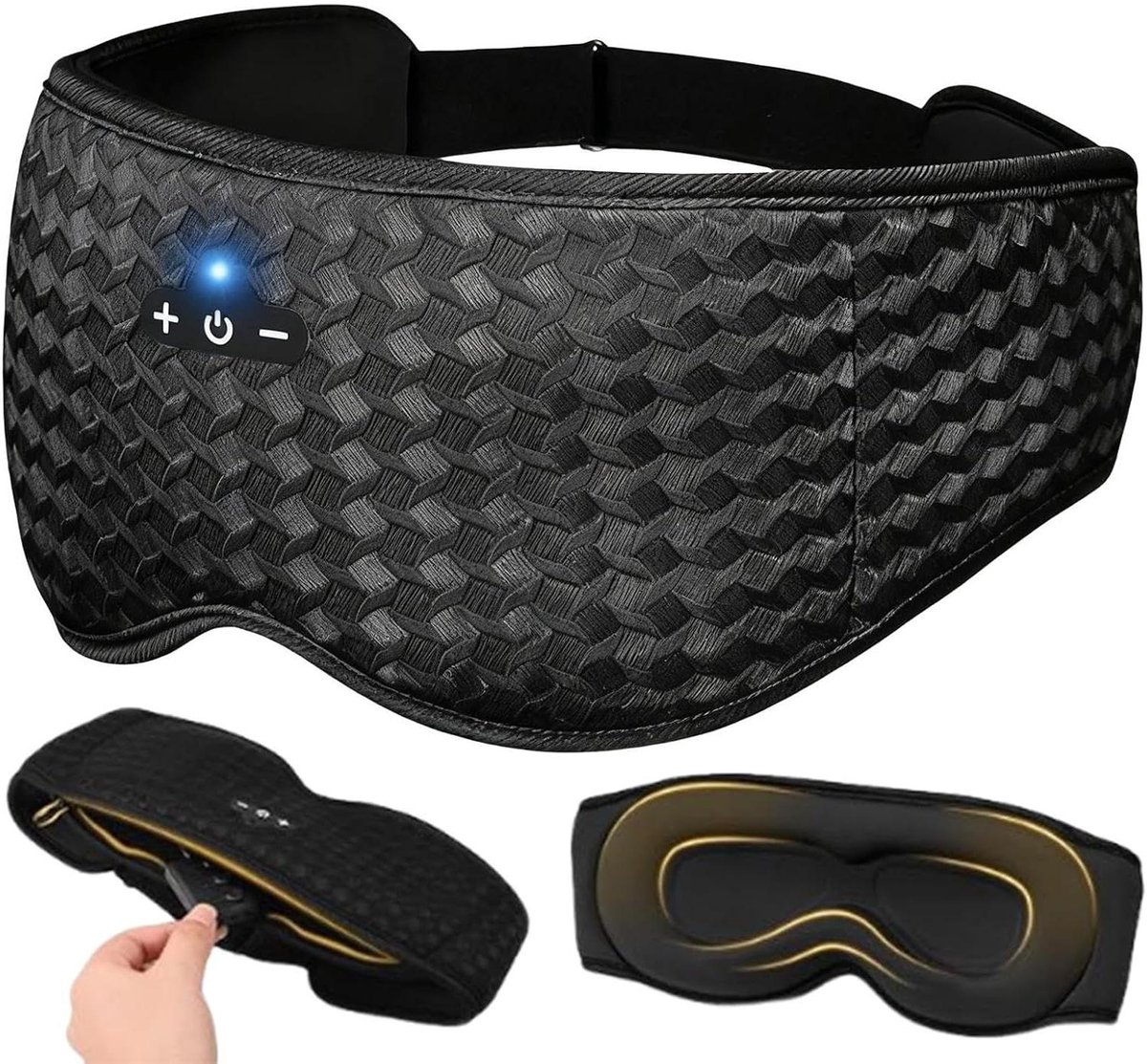 3D Slaapmasker - Hoofdtelefoon Masker - Ontspannen Slapen - Ademend Mesh Ontwerp - 23 x 10.5 x 4 cm - Zwart