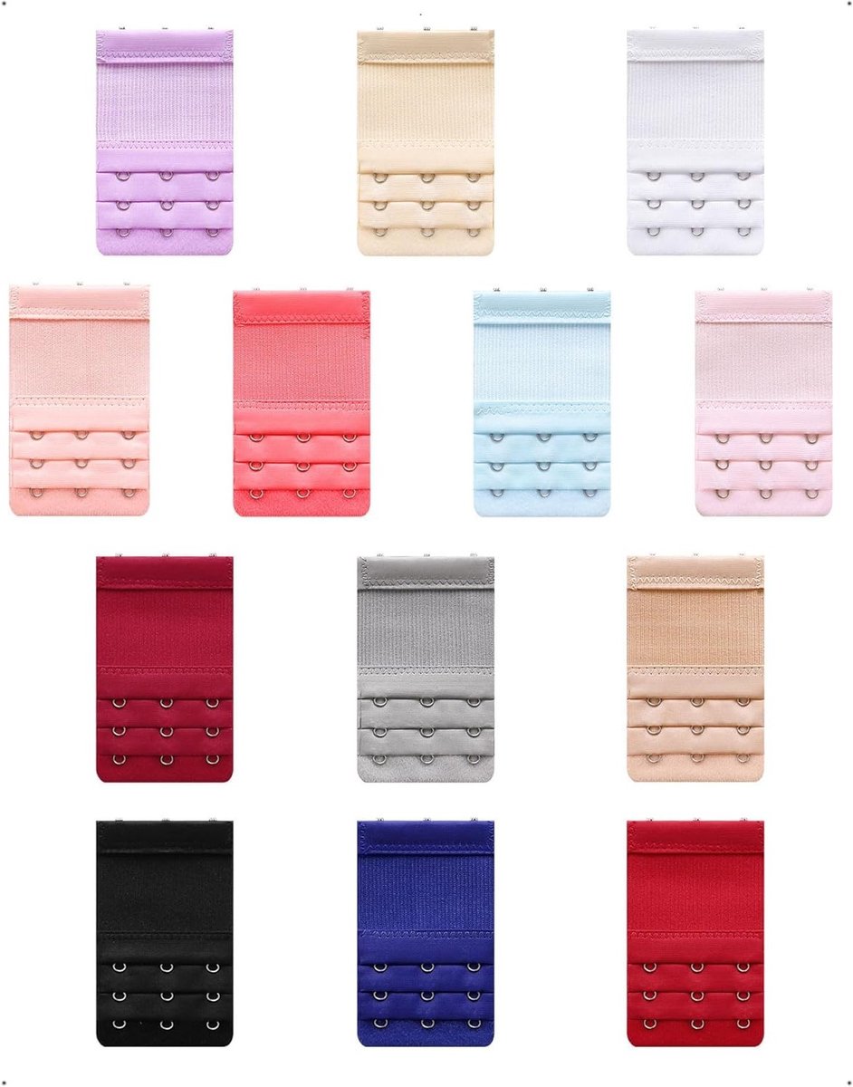 Comfortabele en Rekbare Beugel Extender voor Dames - 13 Stuks met 3 Haken en 2/3 Rijen voor Zwangerschap en Borstvoeding, Kleurvol en Praktisch