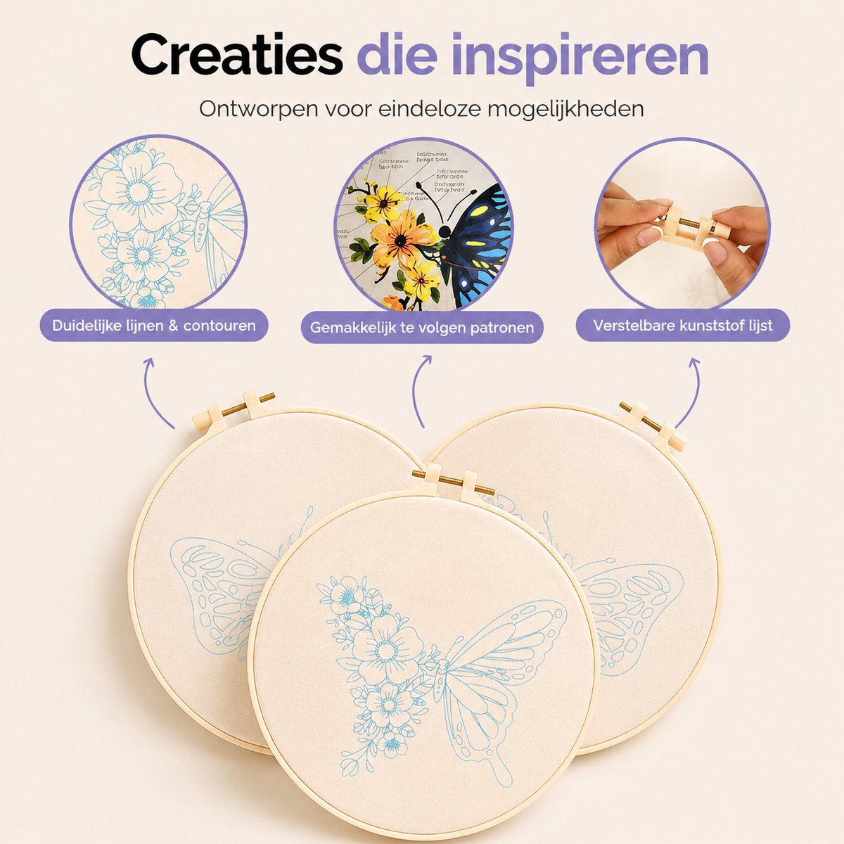 BOTC Borduurpakket Bloemen - Borduurset van 4 - Borduurpakketten voor Volwassenen - Hobby en Creatief - Borduren — afbeelding 7