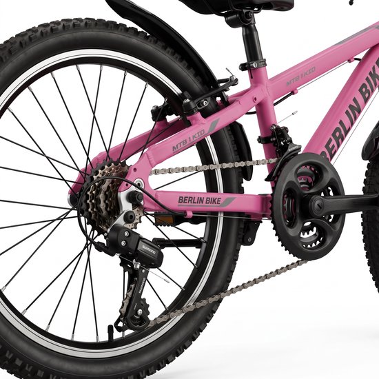 Berlin Bike MTB1 Kids kinderfiets 20 inch - 21 versnellingen - kinderfiets voor 6, 7 en 8 jaar - 20 inch fiets voor jongens en meisjes - roze van Merkloos — afbeelding 5