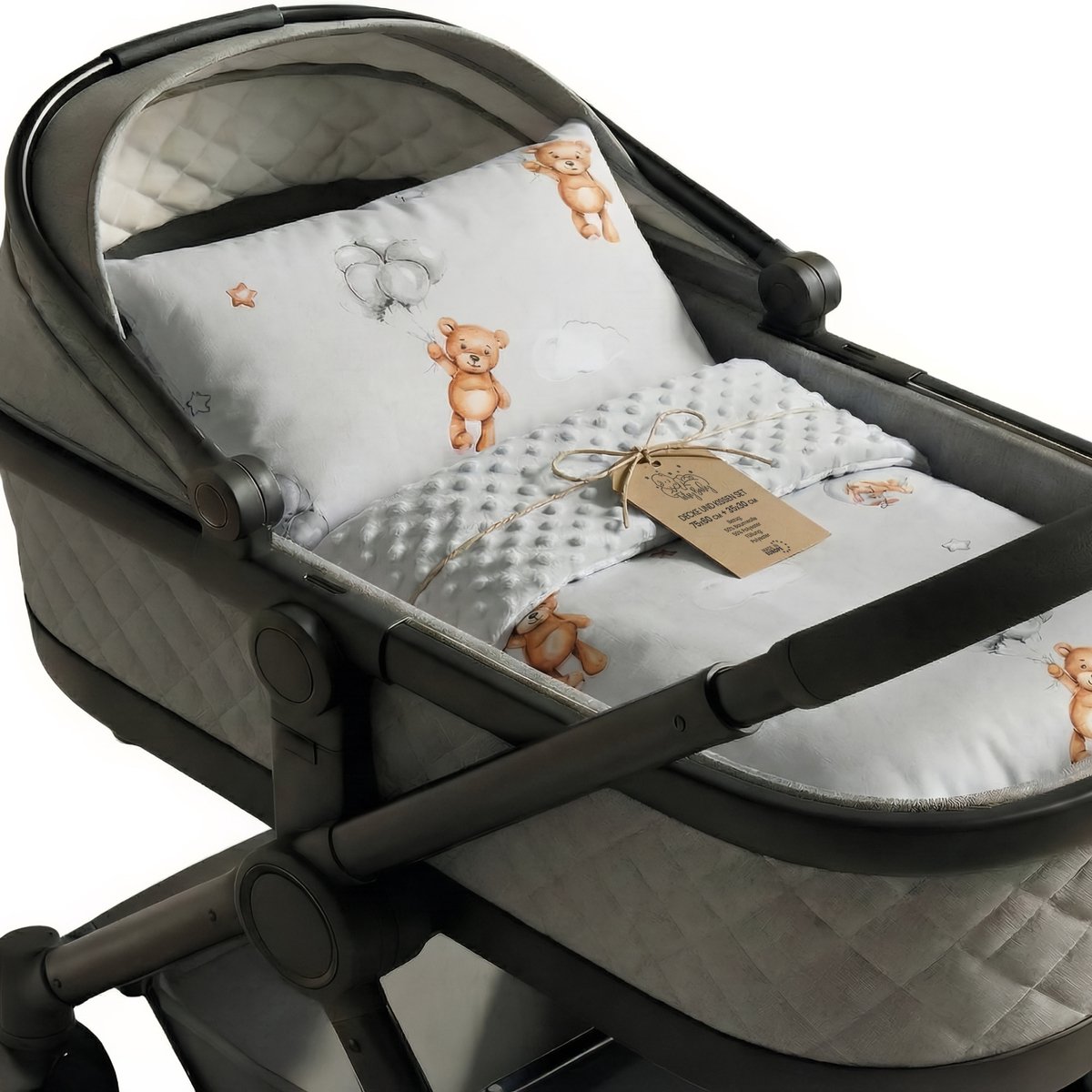 Babydeken Knuffeldeken Set: Winterdeken 75x60 cm + Kussen 35x30 cm minky – dubbelzijdig fleece katoen warm zacht donzig kinderen newborn – wiegdeken kinderwagen omkeerbaar peuter Oeko-Tex Teddyberen
