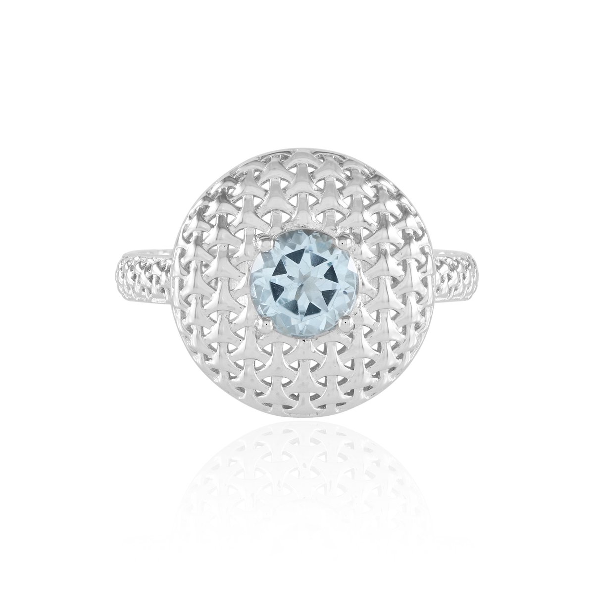 Cavill - Elegante Zilveren Ring 925 Sterling Verguld - Hemelsblauwe Braziliaanse Topaas 0,855 ct Rond Prongzetting - Dames Sieraad