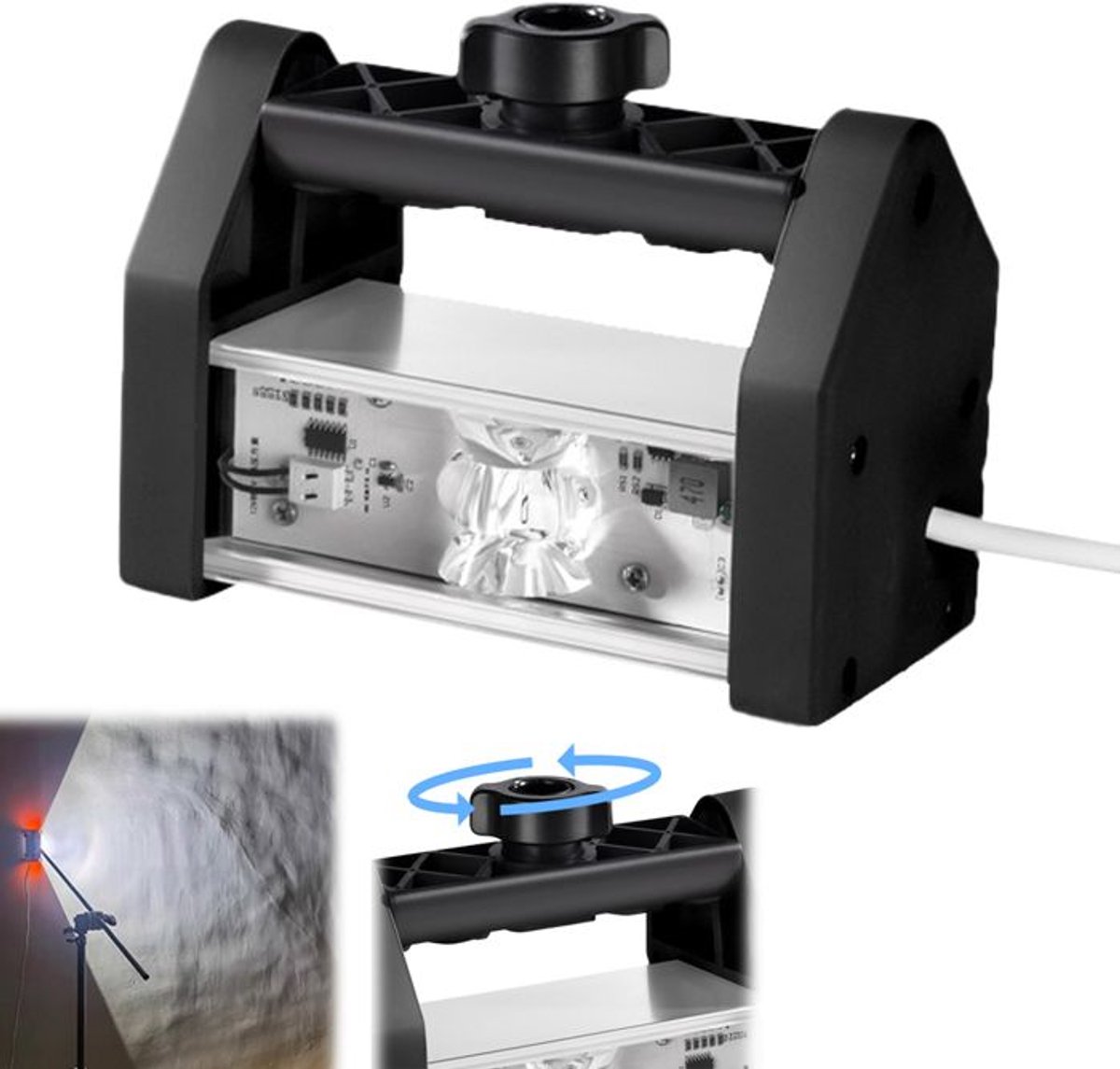 LISM-Wandpolijstlamp, inspectielamp Geschikt voor wandpolijsten, hulpgereedschap Geschikt voor verfschuren, groothoeklens van 155°.