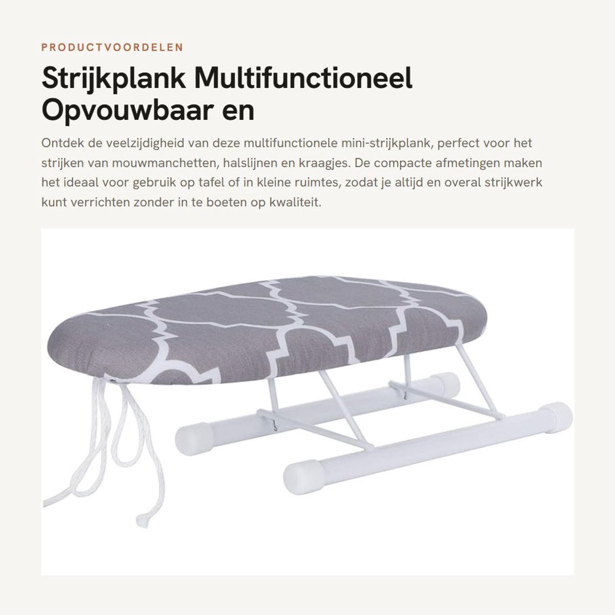 Dailygoods- Strijkplank Multifunctioneel - Opvouwbaar - Antislip Voetafdekking - Afneembare/Wasbare Hoes - Ruimtebesparend - 10,2 x 4,3 x 3,1 Inch - Strijktafel