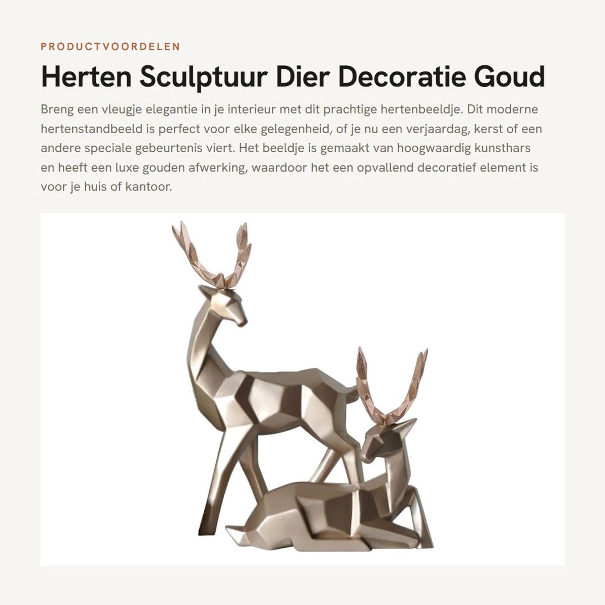 Dailygoods- Hertenstandbeeld Modern - Dierenbeeldje - Sculptuur - Decoratie - Hars - Perfecte Cadeau verpakking - Dierenbeeld