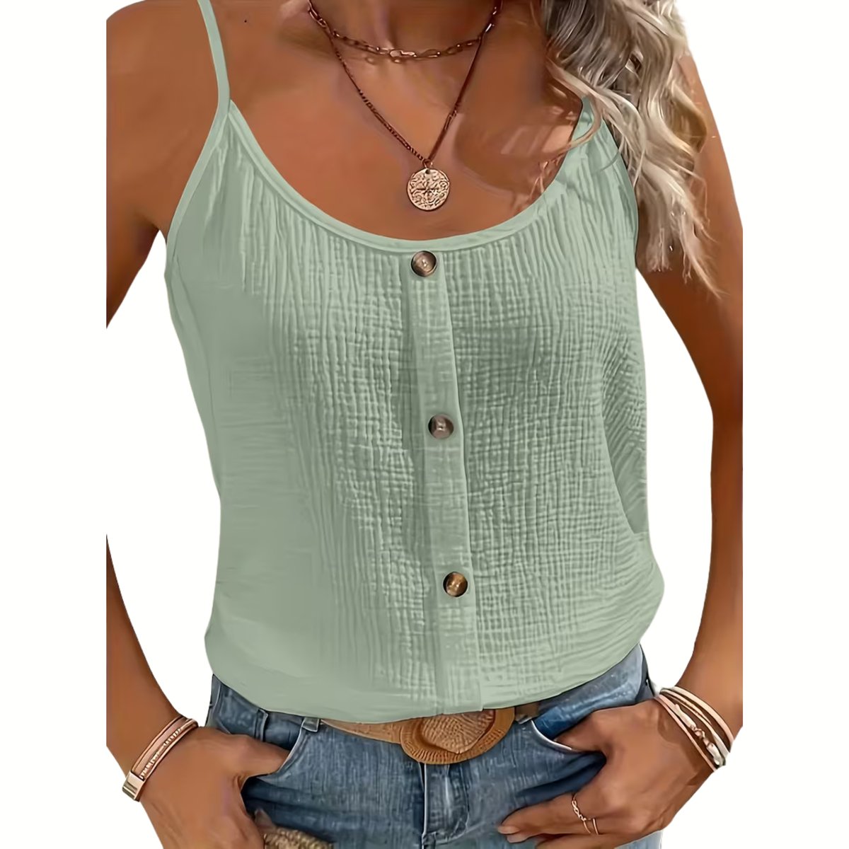 Currero Topje Dames - Top Kleding - Shirt - Blouse - Kort - Volwassen - Bonen Groen 1XL
