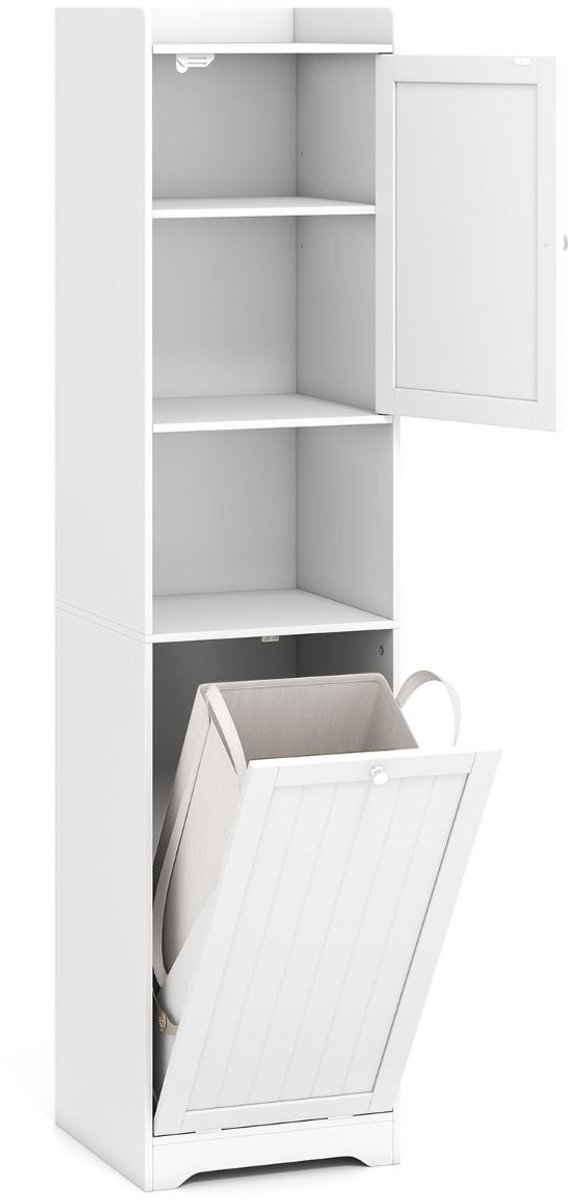 SureDeal® - Badkamerkast - Hoog - Slanke - Opbergruimte Verstelbaar Rek - 40x40x170 cm - W