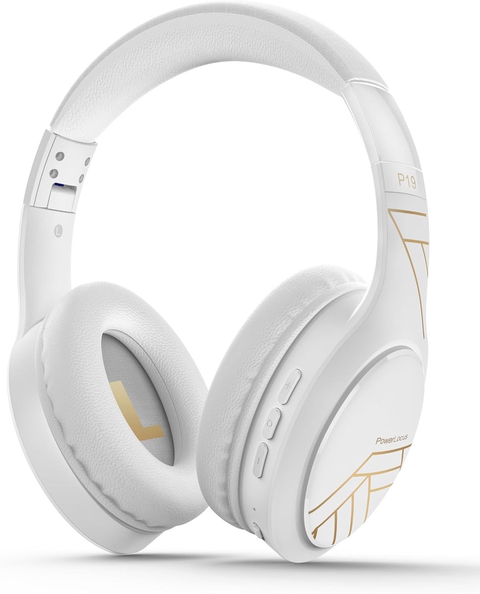Thijox - Draadloze Bluetooth koptelefoon over-ear met 60 uur speeltijd, Hi-Fi-stereo, 3-EQ modi, opvouwbaar, microfoon, memory-foam oorkussens en stof