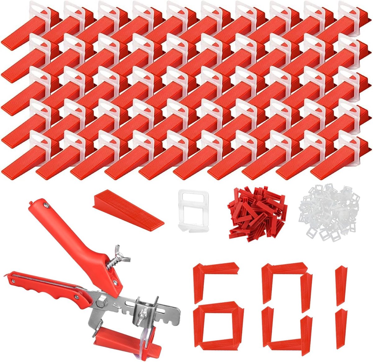 Thijox - C-071-C Tegelnivelleringssysteem 601 Stuks, Nivelleer Wiggen met Tegelinzetstukken, 3 mm Treklus voor Vloer- en Wandtegels, Professioneel en