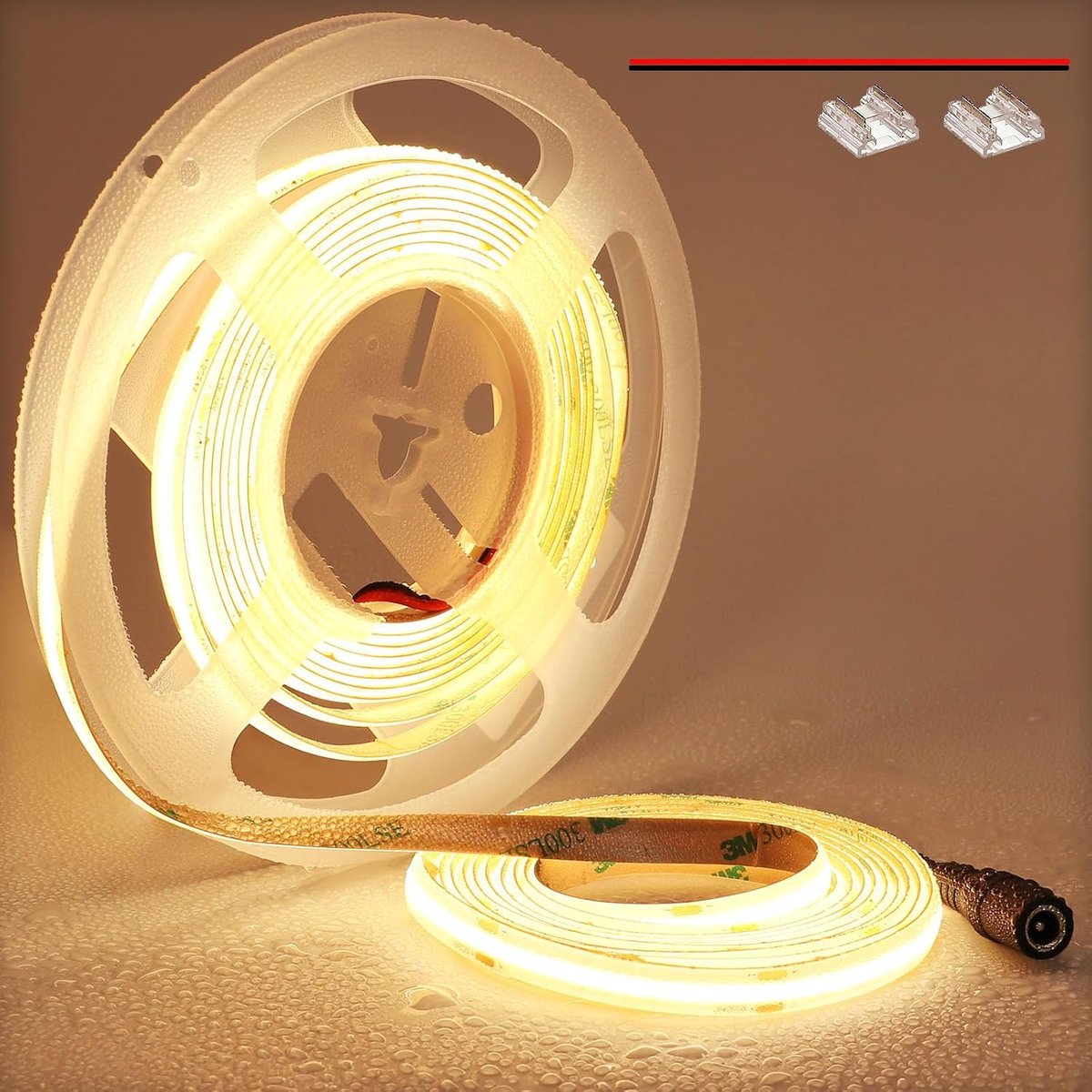 Thijox - 24V COB LED Strip 5M Waterdicht IP65 Warm Wit 3000K 480LEDs/M Super Helder Dimbaar Snijbaar Energiezuinig Voor Binnen Buiten Keuken Woonkamer