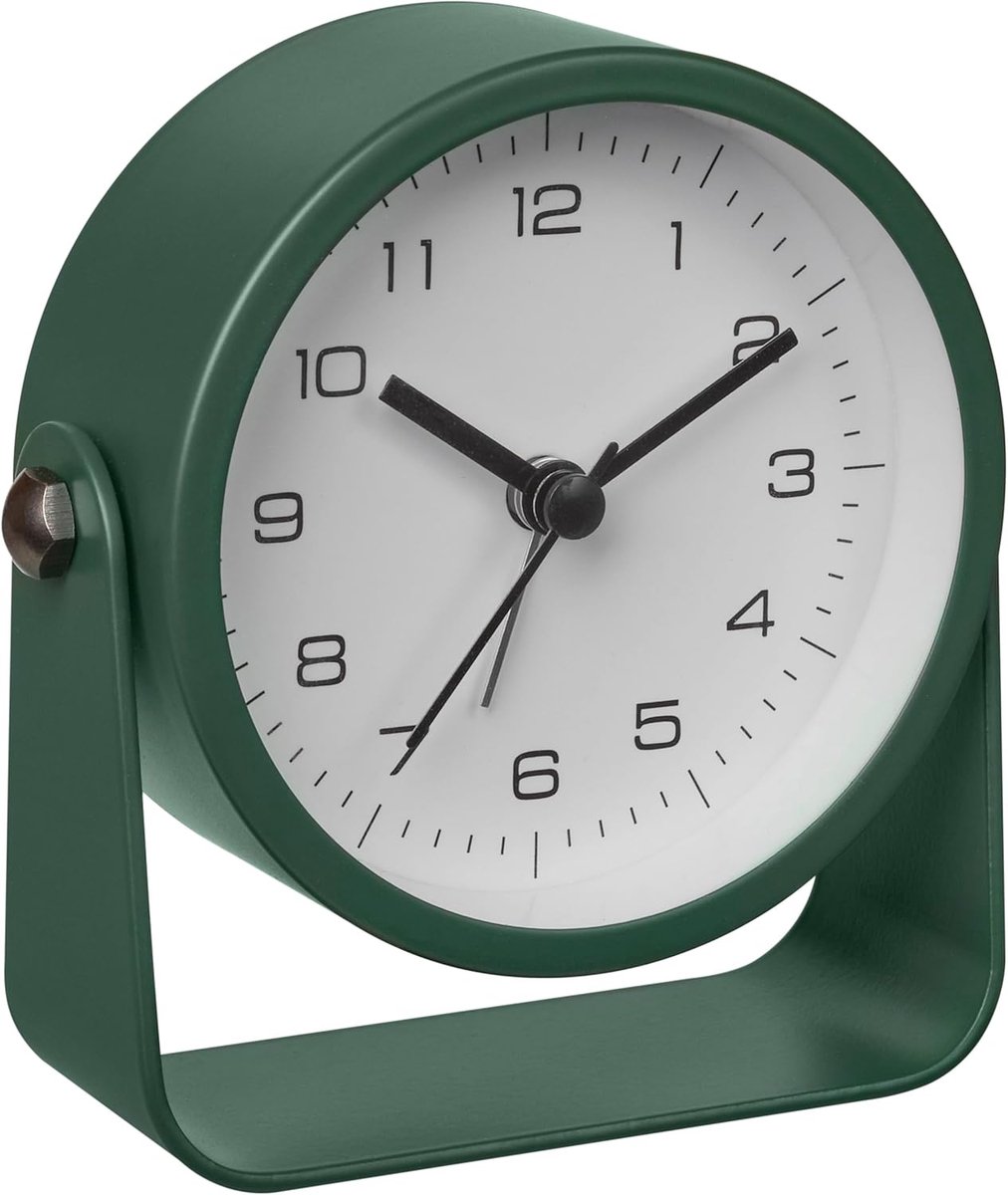 SnelShoppen - Design Alarmklok Groen Analoog, Stille Quartz Beweging, Extra Stil, Met Achtergrondverlichting, Geschikt als Tafelklok, Hoogwaardige Met