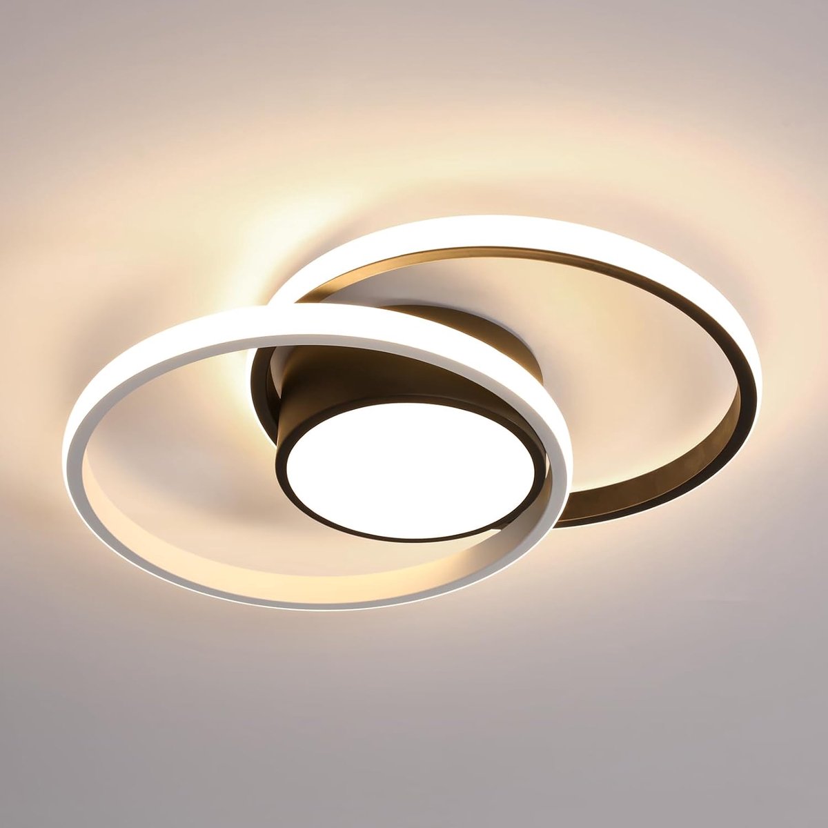 Thijox - Moderne LED-plafondlamp 42W, Ronde Lamp 40 cm, Natuurlijk Licht 4500K, Zwart en Wit, Perfect voor Slaapkamer, Badkamer, Keuken en Balkon
