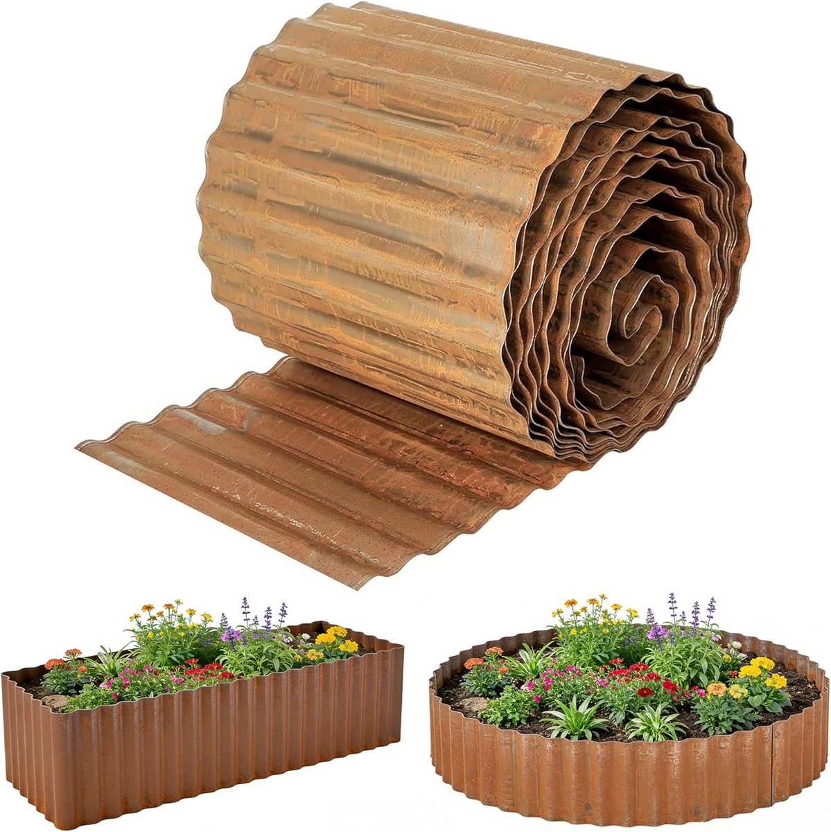 SnelShoppen - Flexibele Tuinborder Metaal 6 m - 15 cm Hoog - Weerbestendig en Duurzaam - Eenvoudige Montage - Creatieve Tuinrand voor Tuin en Bedden