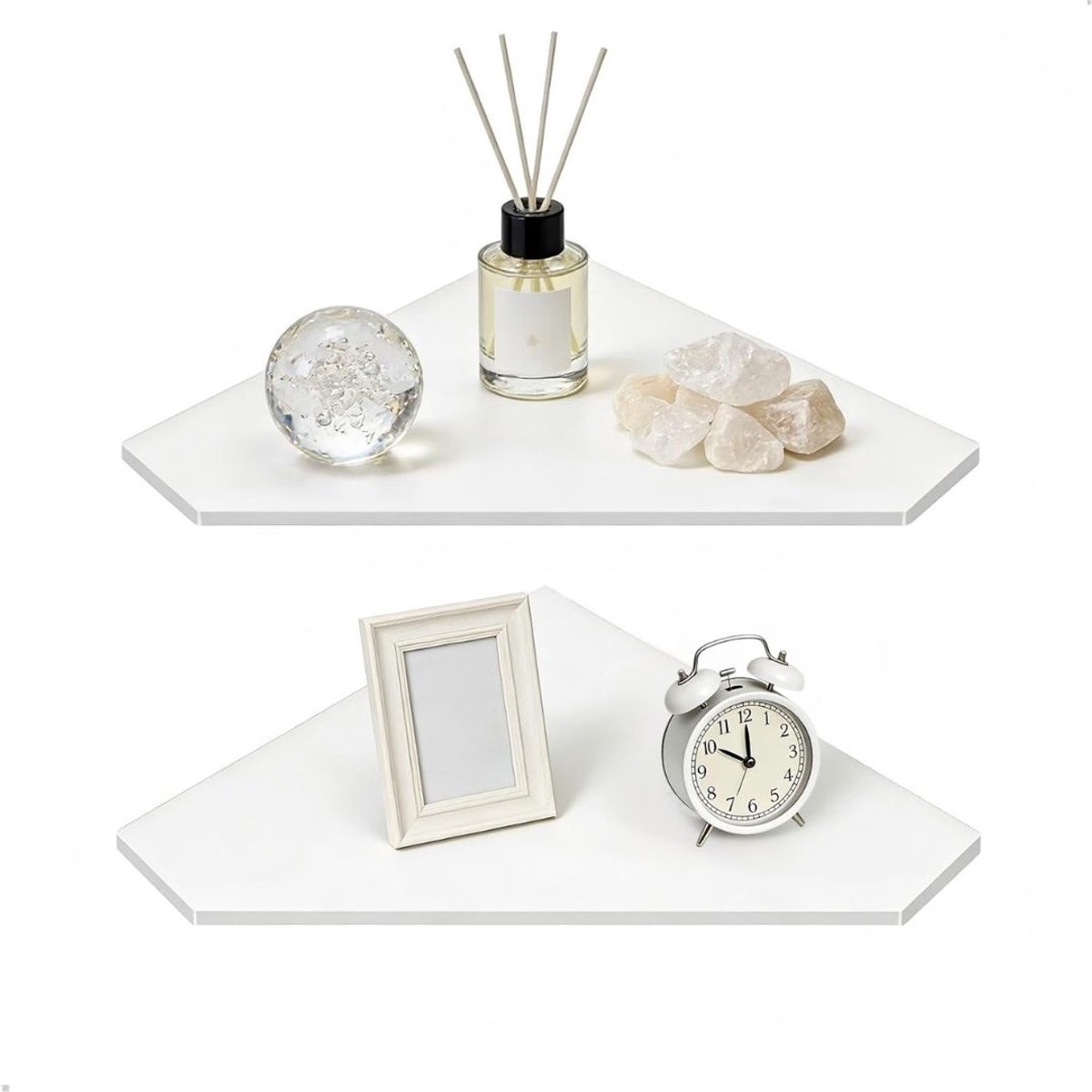 Wandplank - Houten Plank Wandmontage - Hoekrek Display Decor - Hoekplank - Wit