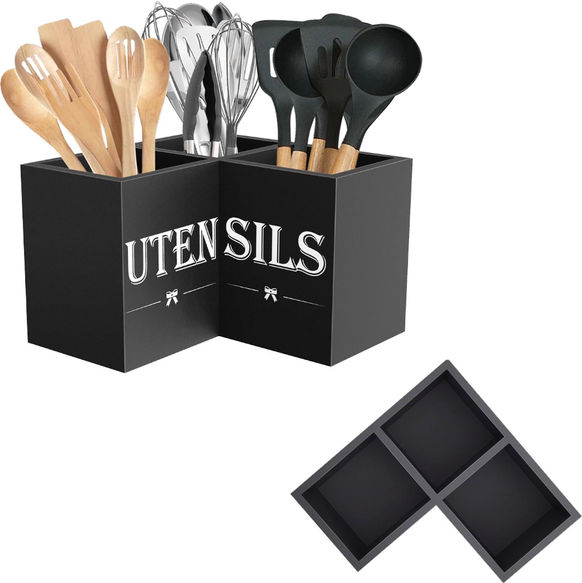 CLVP® Keukengerei Houder - Spatelpot - Lepelpot - Keukengerei - Zwart