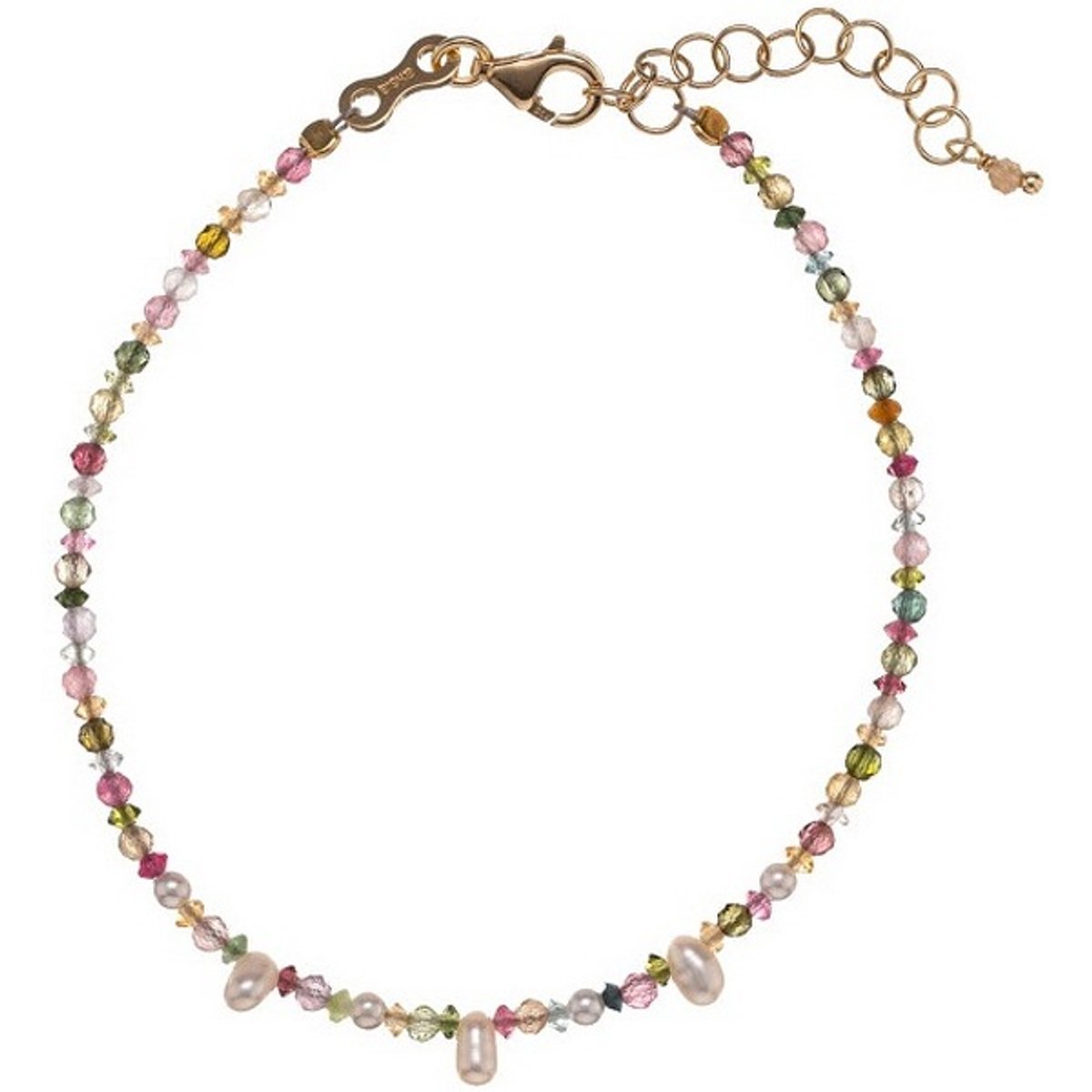 ALISIA AL4657.01.000 GOLD-PLATED ARMBAND MET TOERMALIJN KRALEN EN PARELS 1 STUK