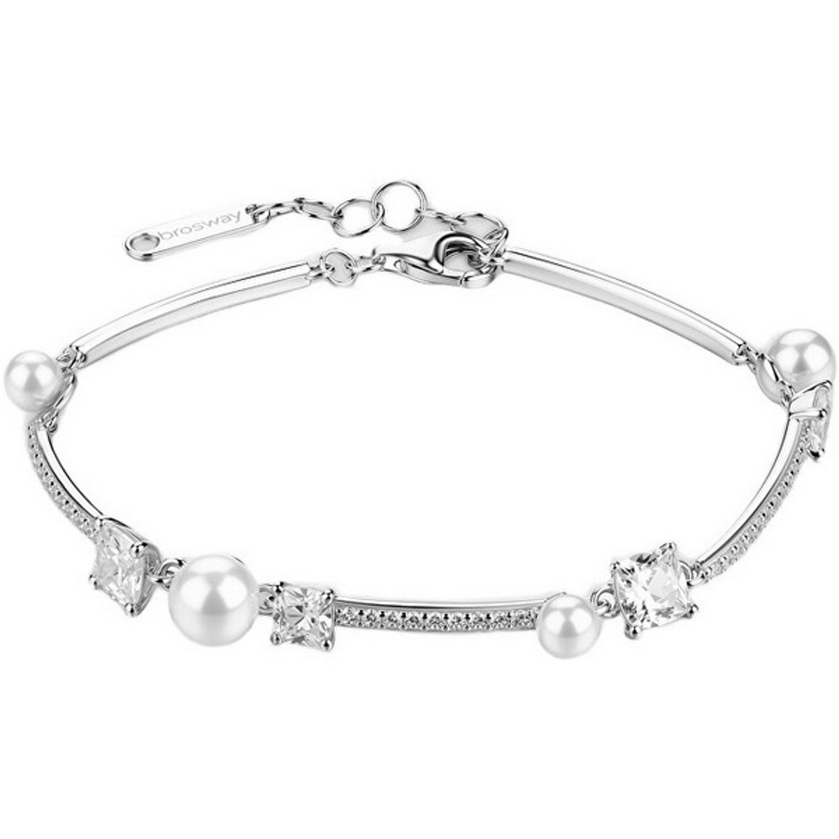 BROSWAY FANCY FIW173 ZILVEREN ARMBAND MET ZIRKONIA'S EN PARELS 1 STUK