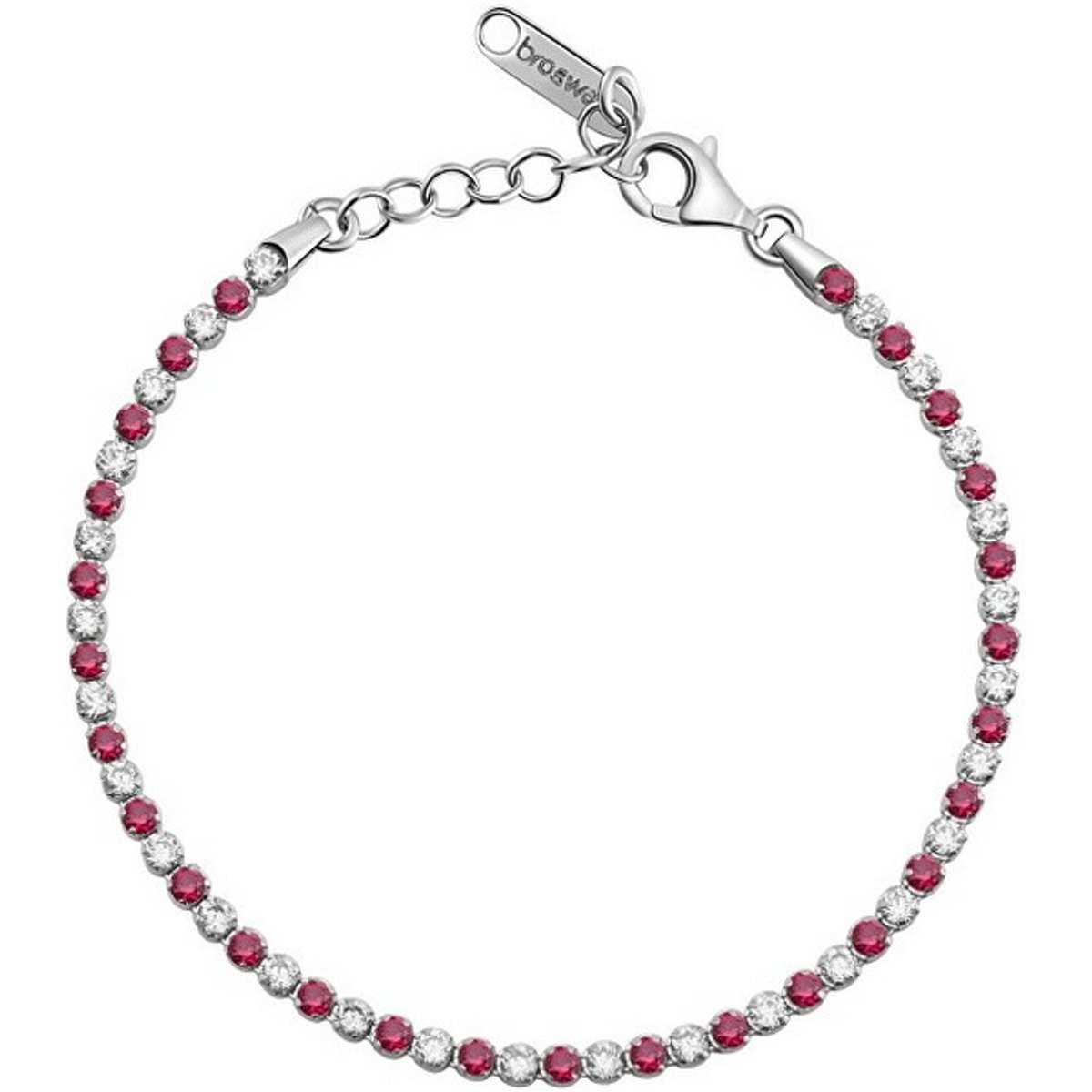 BROSWAY FANCY FPR130 ZILVEREN ARMBAND MET ROZE/TRANSPARANTE ZIRKONIA'S 1 STUK