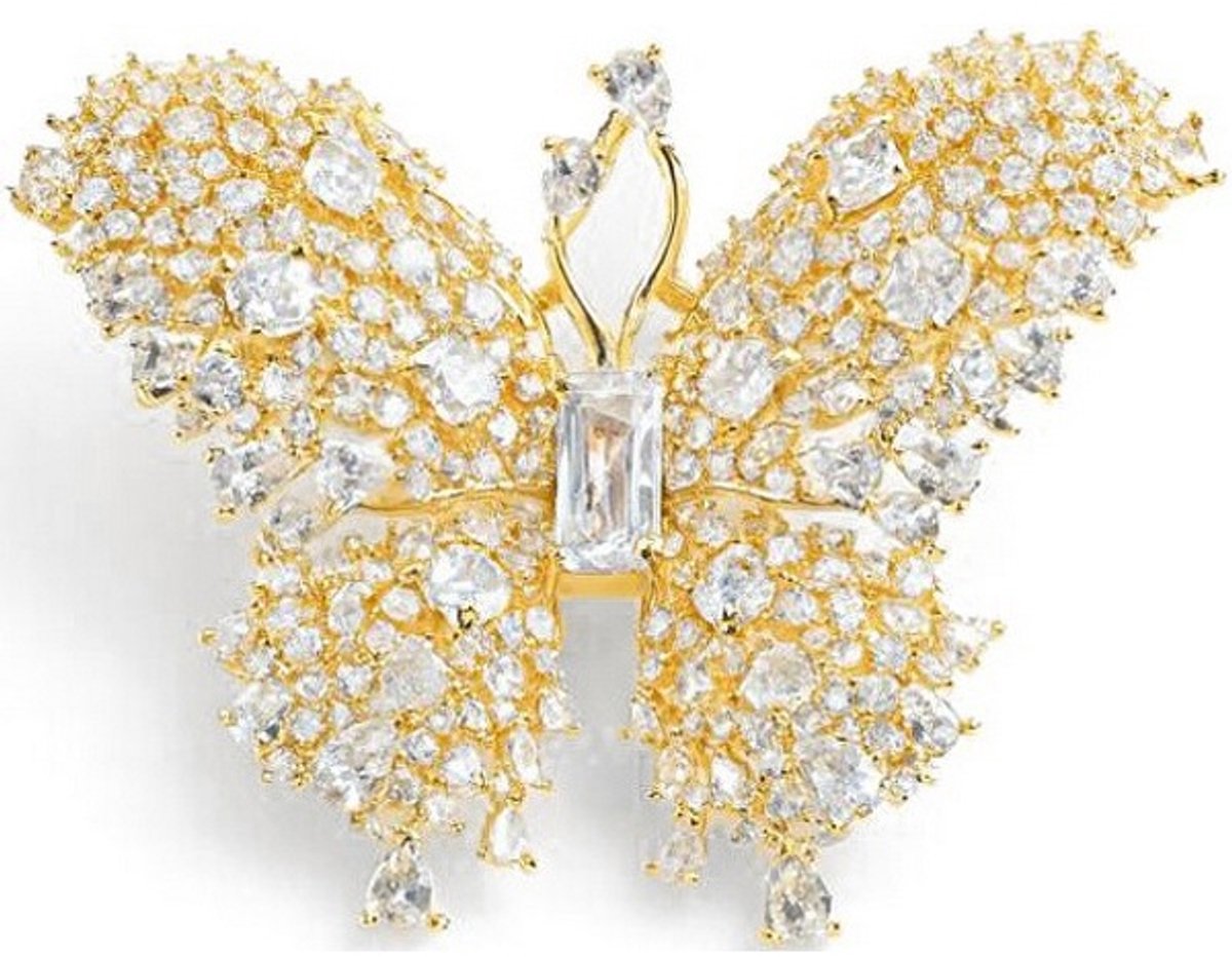 TROLI GOLD-PLATED VLINDER BROCHE MET KRISTALLEN 1 STUK