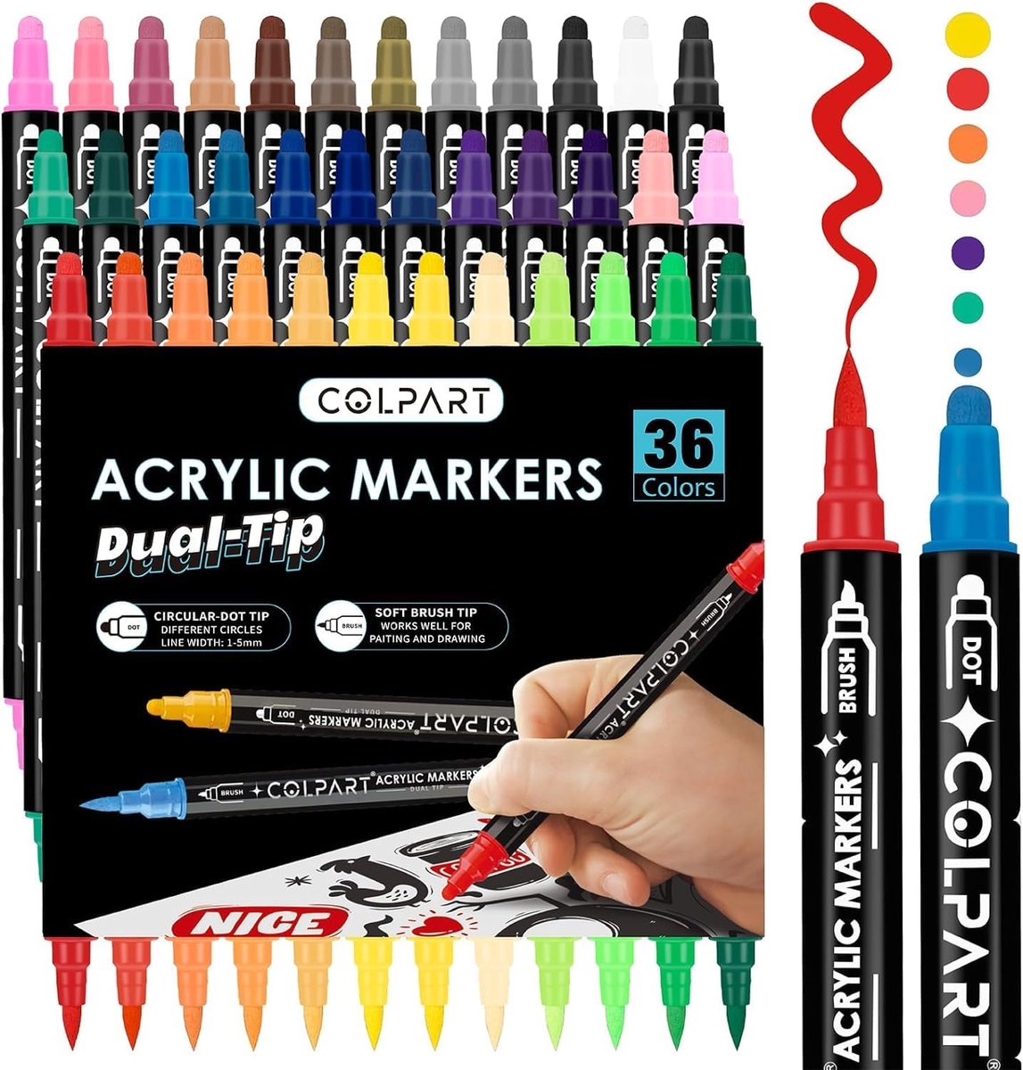 Thijox - 36 Kleurige Alcohol Viltstiften Set voor Tekenen, Schilderen en Manga, Twin Marker Pennen, Permanente Acrylstiften voor Creatieve Projecten