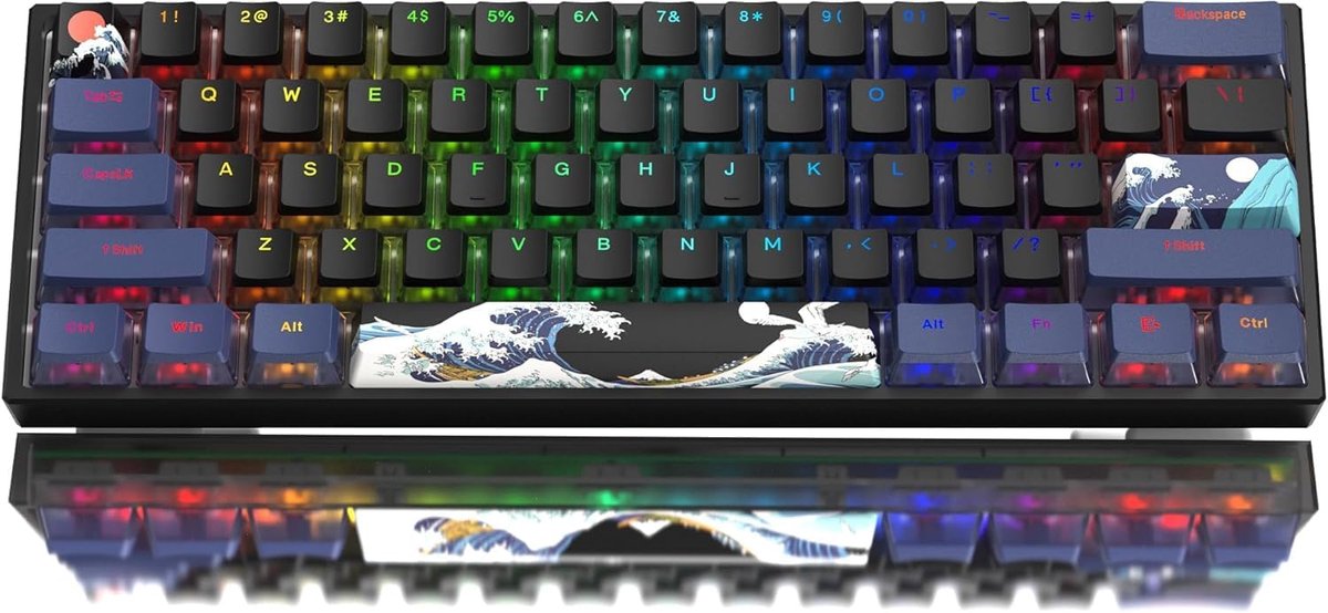 Thijox - WK61 60% Mechanisch Gaming Toetsenbord met Kabel - Hot-Swap RGB – PBT Zwarte Koraalzee Toetsen - Lineaire Rode Schakelaar voor PC Gamers