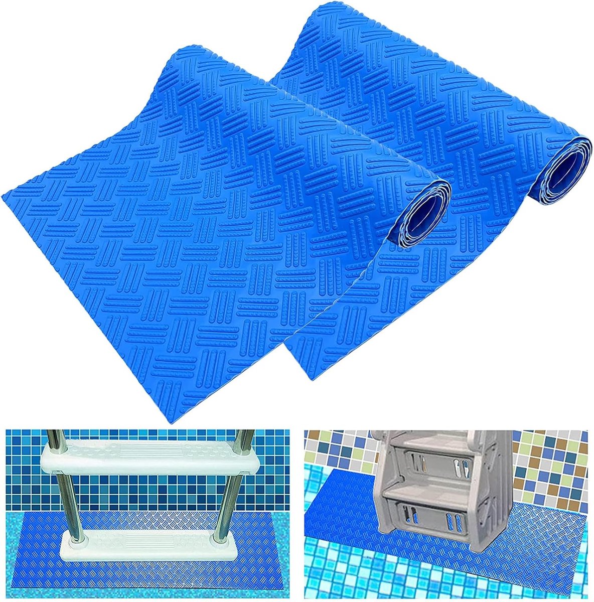 SnelShoppen - 2 Rollen 23x90 cm Antislip Zwembad Ladder Mat Veiligheidsmat voor Zwembad Trap Bescherming - Duurzaam PVC, Snijbaar, Niet Vervormbaar, V