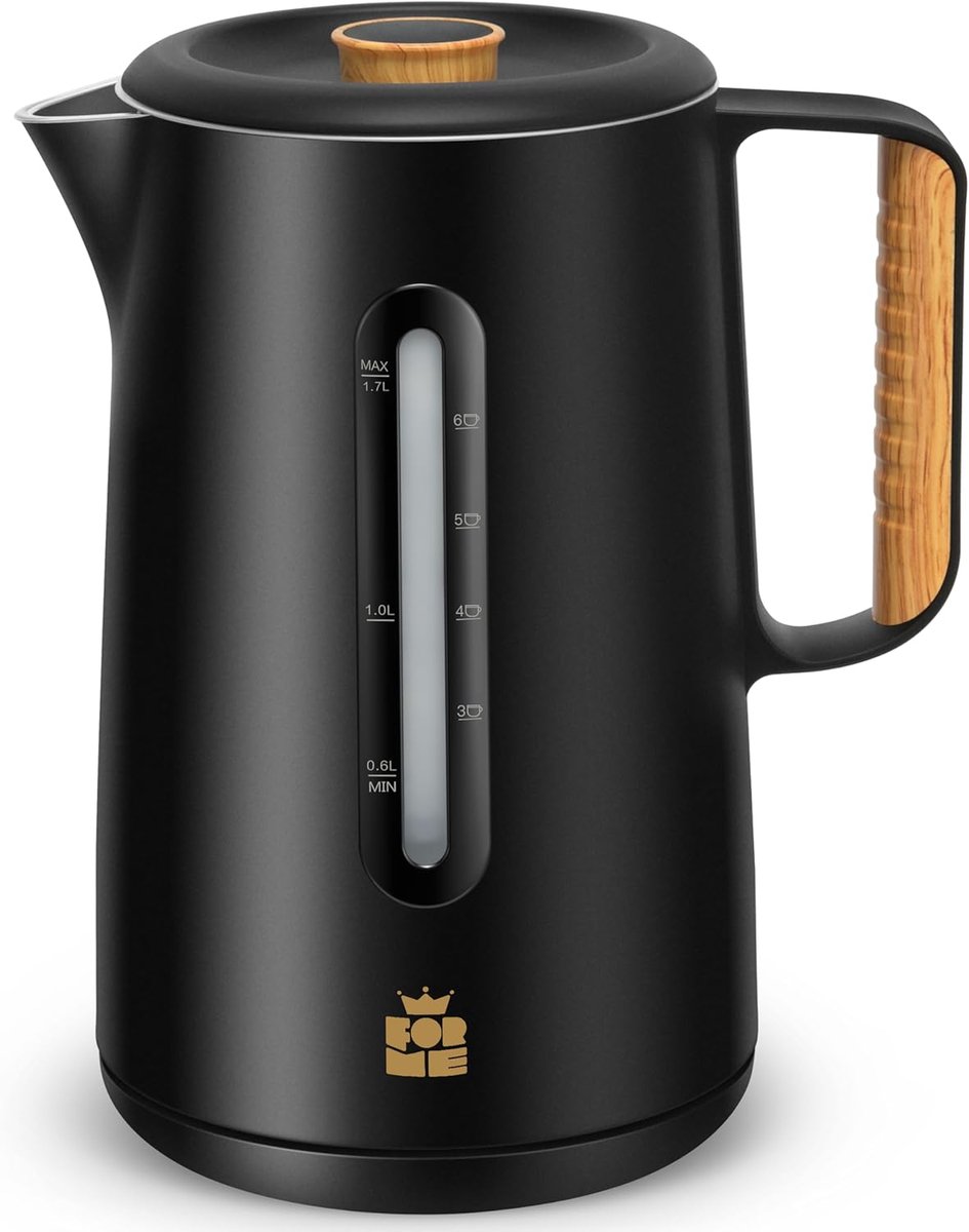 SnelShoppen - Waterkoker 1,7L Roestvrijstaal met Afneembaar Deksel, Dubbelwandig, Automatische Uitschakeling, BPA-vrij - Ideaal voor Keuken, Camping,
