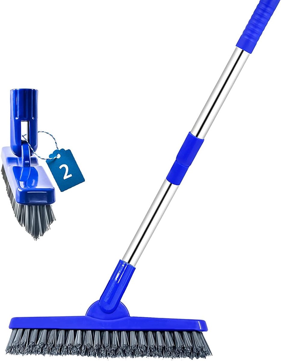 Thijox - Set van 2 Draaibare Groutborstels met Lange Handgreep, Duurzame Voetreinigingsborstel voor Badkamer, Tegels, Badkuip, Efficiënte Schoonmaakac