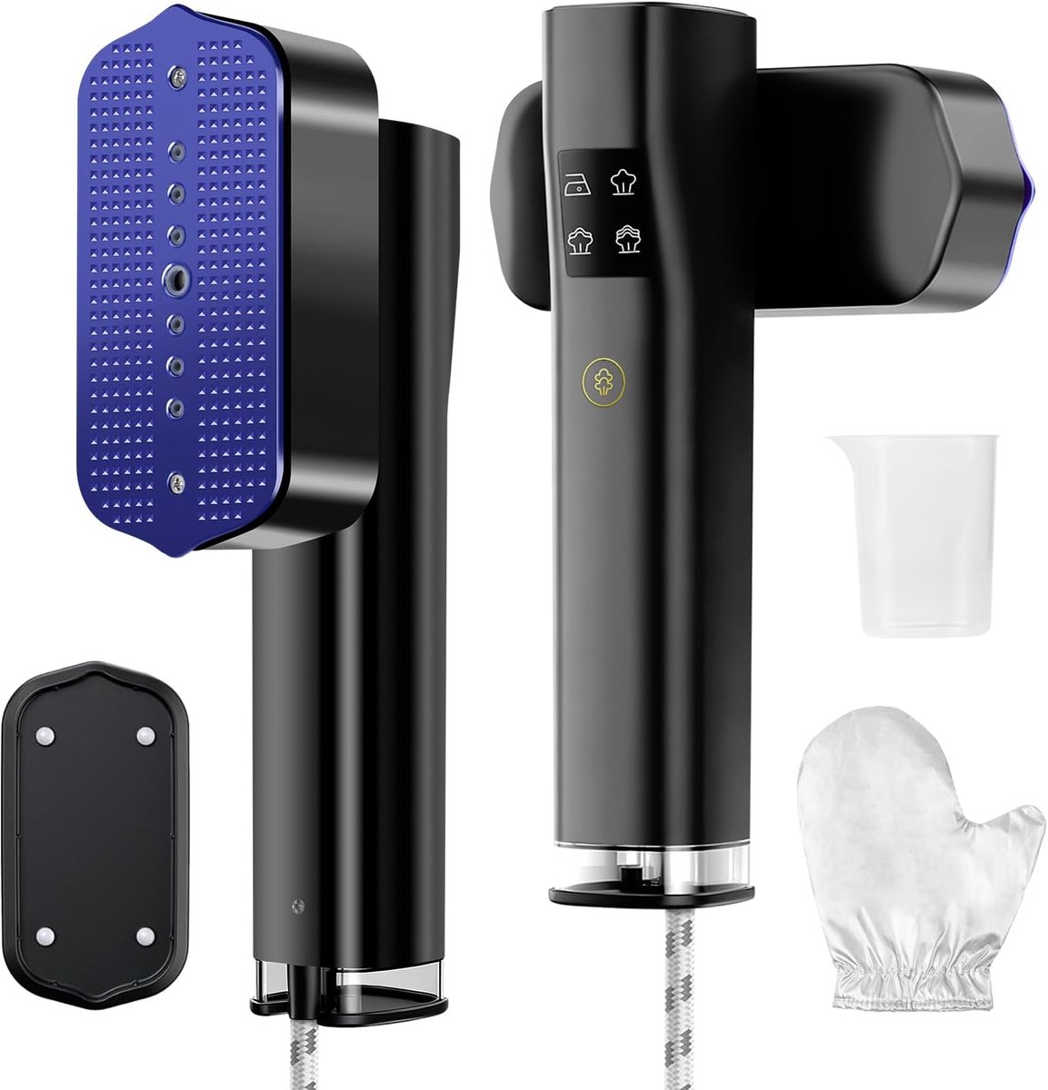 SnelShoppen - Stoomstrijkijzer 2-in-1 Reisstrijkijzer 1200W Snel Verwarmen 15s LED-Display 3 Stoommodi Paars - Perfect voor Thuis en Op Reis