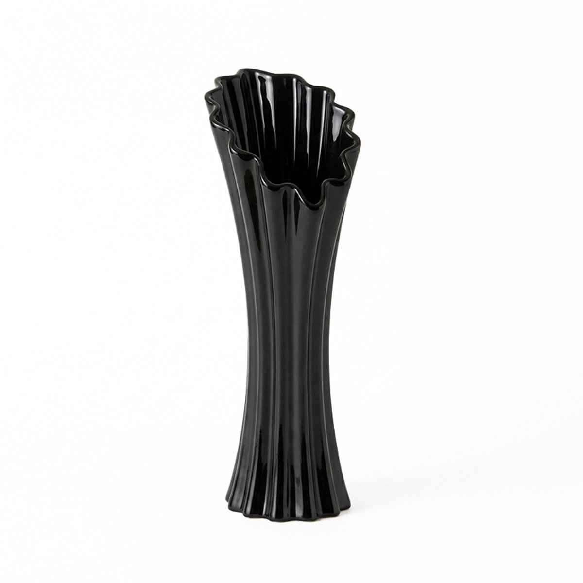 Homexclusive Vaas Zwart - Bloemenvaas - Keramische Vaas - Sculpture Vaas