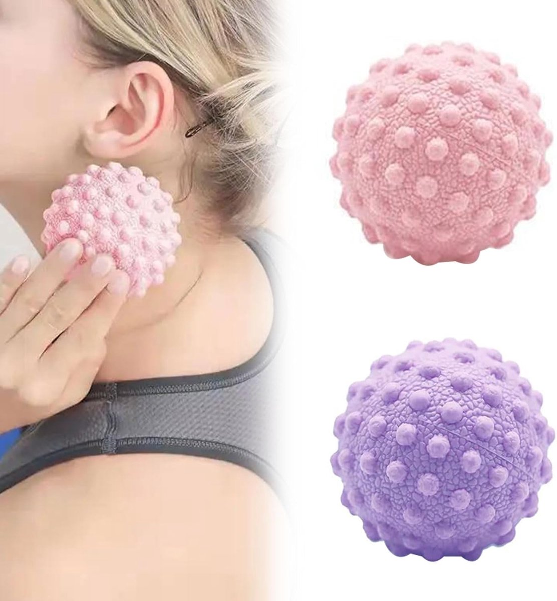 SnelShoppen - Tokaneit Spiny Massage Ball Set - 2 Stuks - Massageballen voor Voetmassage, Fasciabal, Hedgehog Ball voor Plantar Fasciitis - Semi-Rigid