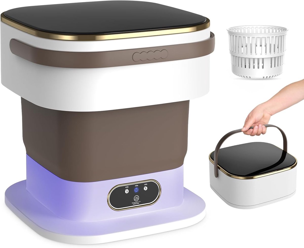 Thijox - Draagbare Wasmachine 15L Mini-Wasmachine met Centrifuge en 3 Reinigingsstanden voor Kleine Kleding, Opvouwbare Mini-Wasmachine voor Apparteme