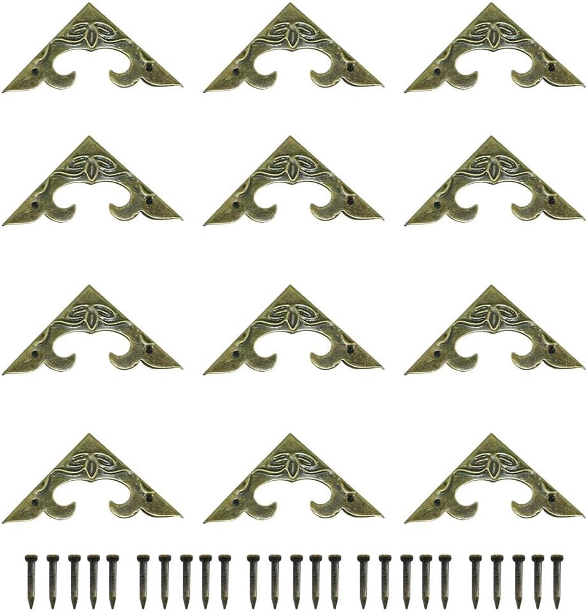 Thijox - 20 Stuks Vintage Metalen Hoekbeschermers Boek Hoeken Brons voor Scrapbooking, Foto Albums, Randbescherming, DIY Projecten