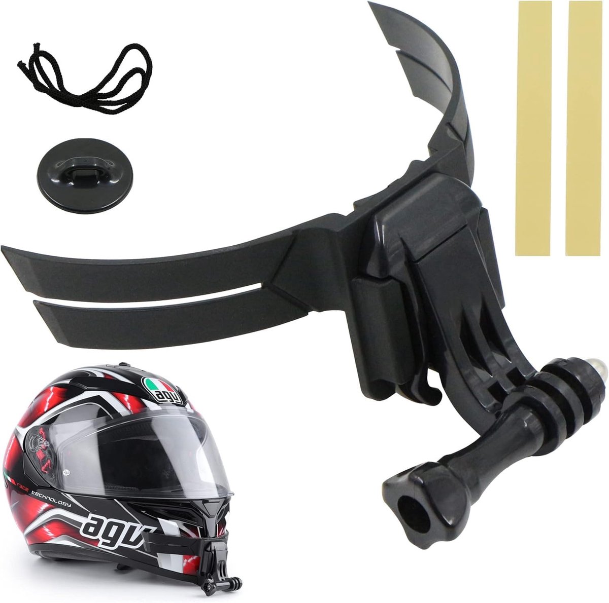 SnelShoppen - Actie Camera Helm Mount Motorfiets HelmMount - Robuuste Helm Strap Mount voor Actiecamera's, Gebogen Ontwerp, Compatibel met Sportcamera