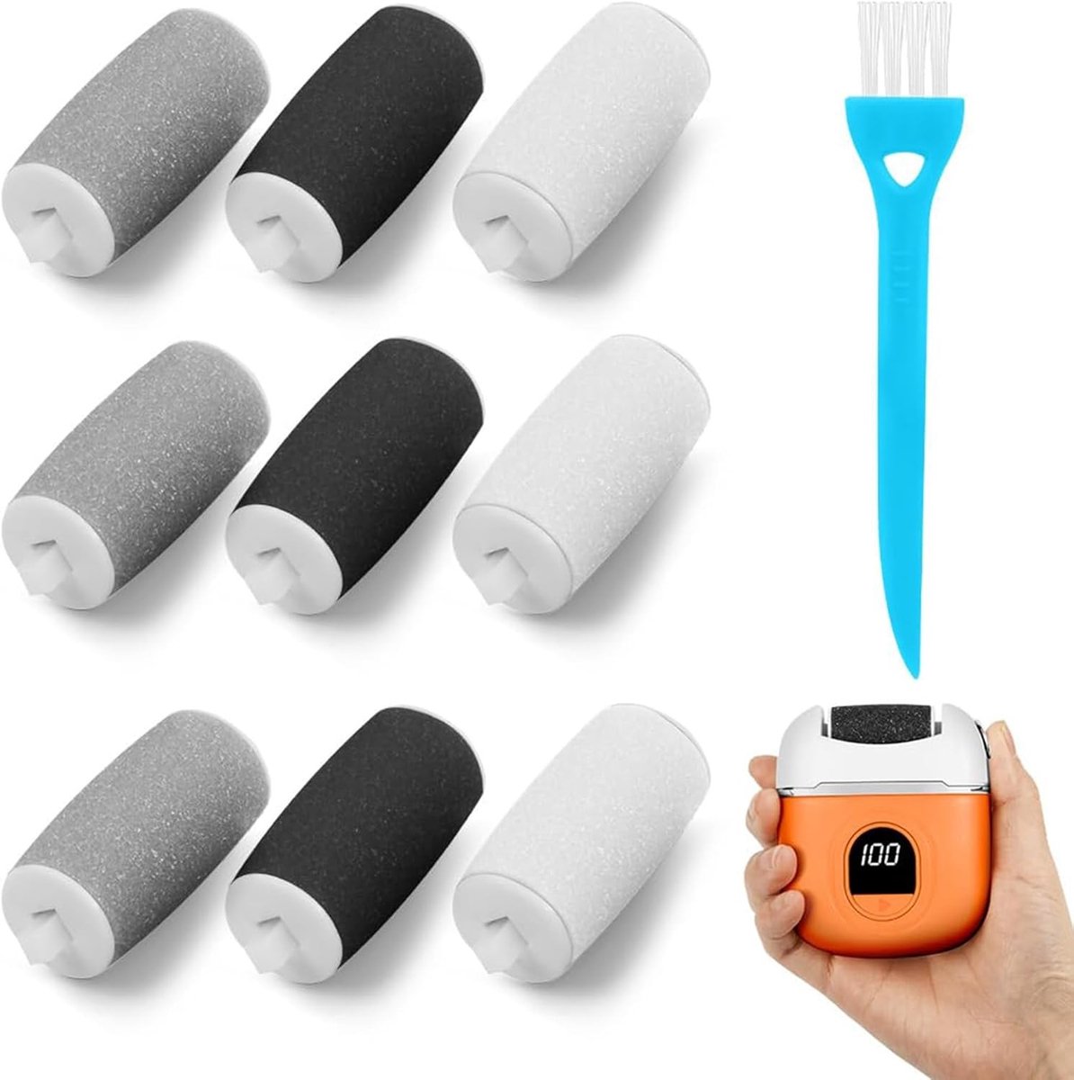 Vervangrollen voor Elektrische Voetvijl - 9 Stuks - Diverse Ruwheid voor Pedicure en Voetverzorging