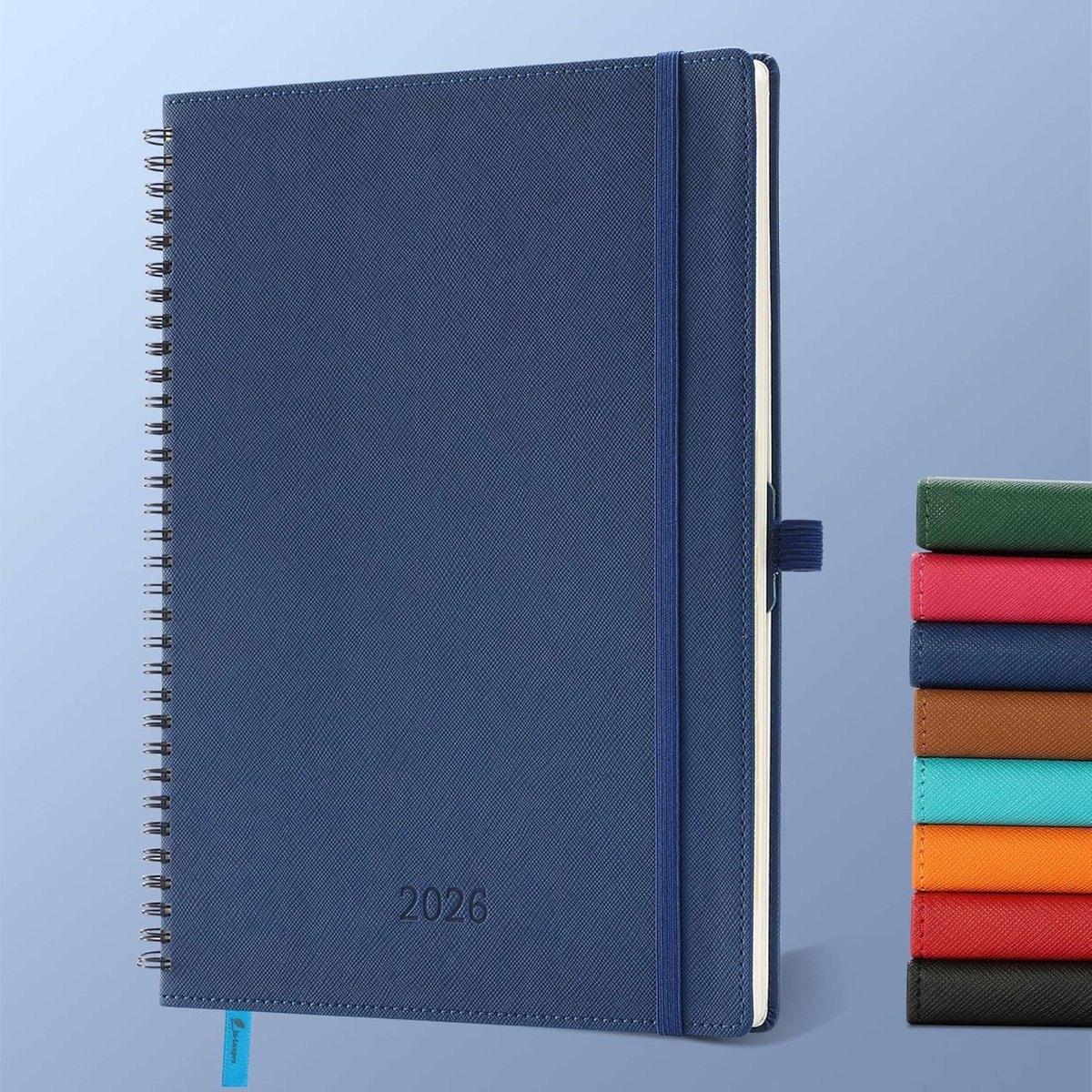 SnelShoppen - Agenda 2026 A4 Weekagenda 29x21,7 cm Schoolagenda met Zachte Spiral Binding en PU Leren Kaft Donkerblauw, 12 Maanden van Jan. tot Dec.,