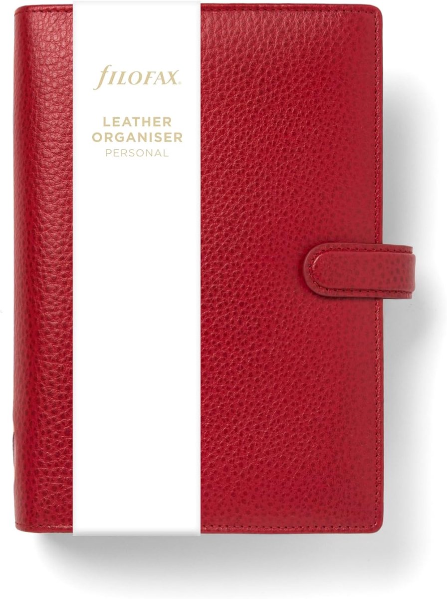 SnelShoppen - Personal Organizer A5 - Finsbury Stijlvol - Zacht Wandelleer - Scarlet - Handgemaakt - Met Lipsluiting en Penlus - Perfect voor Notities