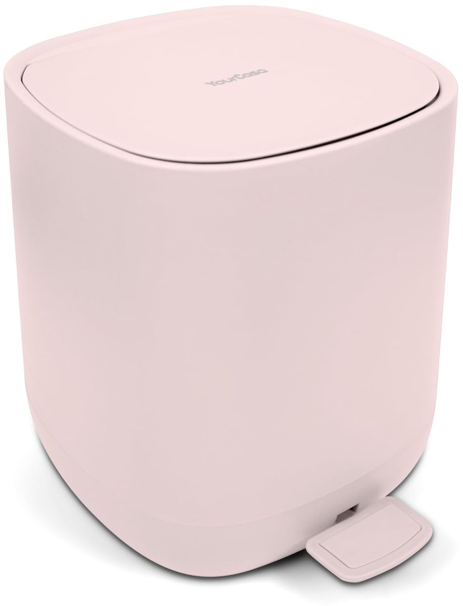 SnelShoppen - Pedal Afvalbak 5 Liter met Deksel, Elegant Ontwerp, Soft Close, Roestvrij, Mouldproof, Roze, Voor Badkamer, Keuken, Kantoor