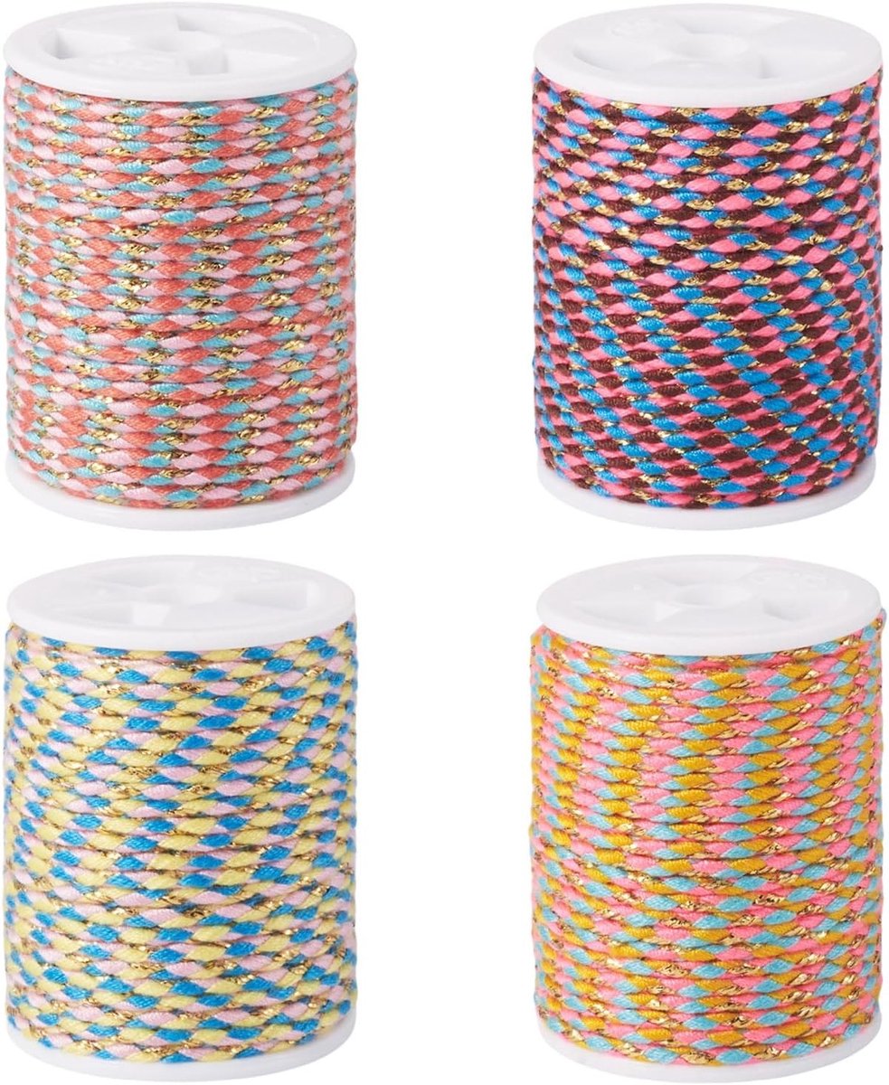 4 Rollen 1.5mm 4-laags Polyester Koord voor Macrame, DIY Ambachten en Sieraden Maken, Ideaal voor Wandkleden en Plant Hangers
